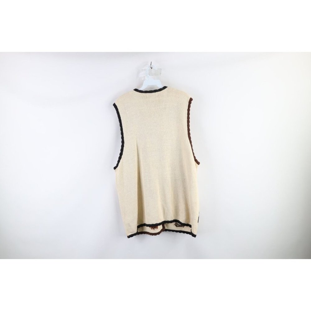 Vintage 90s Streetwear Womens 1X Cat Kitten Knit Button Cardigan Sweater Vest - Picture 8 of 10